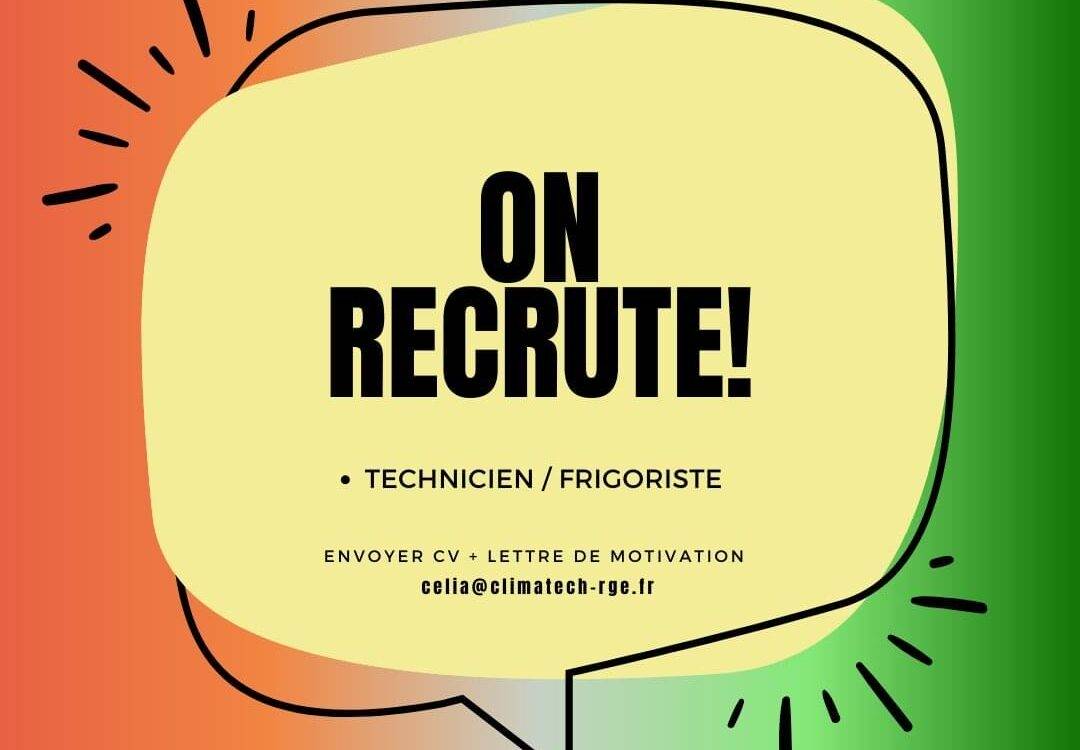 🔔 CLIMATECH RECRUTE un(e) technicien(ne) frigoriste (H/F) 🔔 Mulhouse